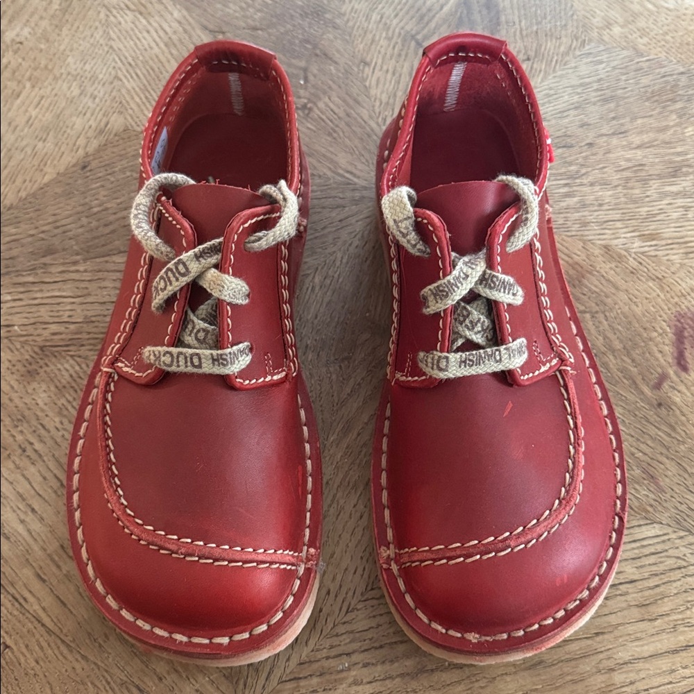 DUCKFEET Fyn Lace Up Shoes Red Leather Granate 39 8.5 9 - Picture 2 of 9